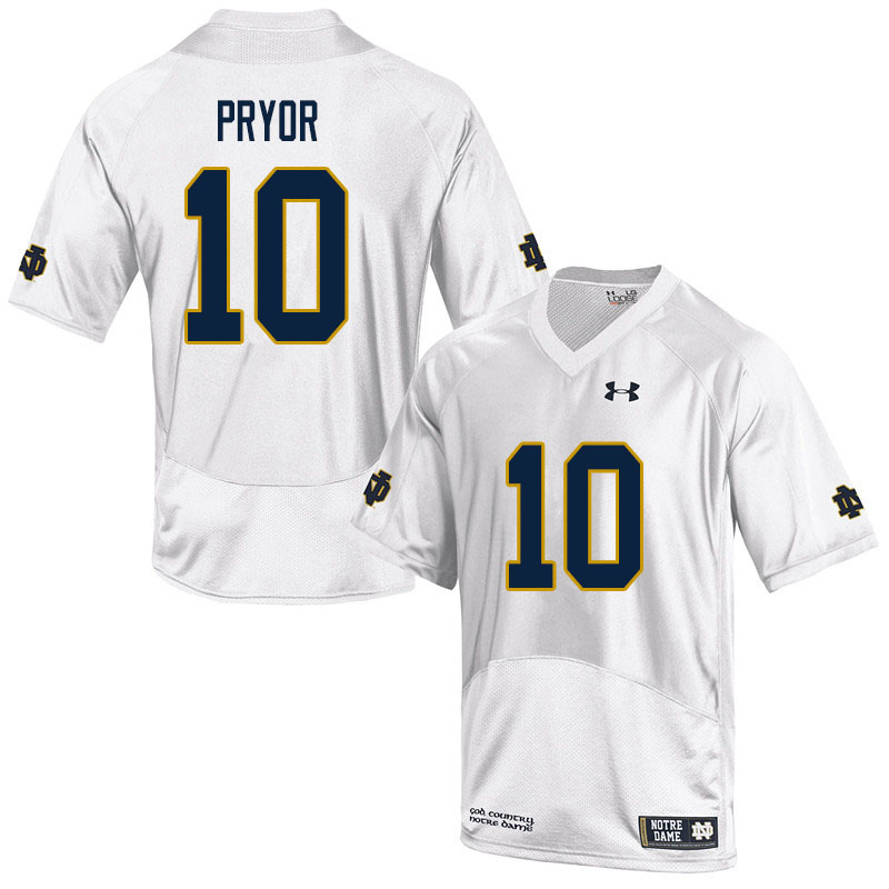 Men's NCAA Notre Dame Fighting Irish #10 Isaiah Pryor Stitched College Under Armour Authentic White Football Jersey SO10I12AB